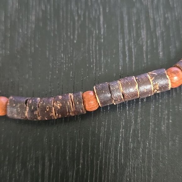 Vintage Vibe Brown Orange Necklace Beads Jeweley Choker Y2k Distressed Unisex - Picture 2 of 11